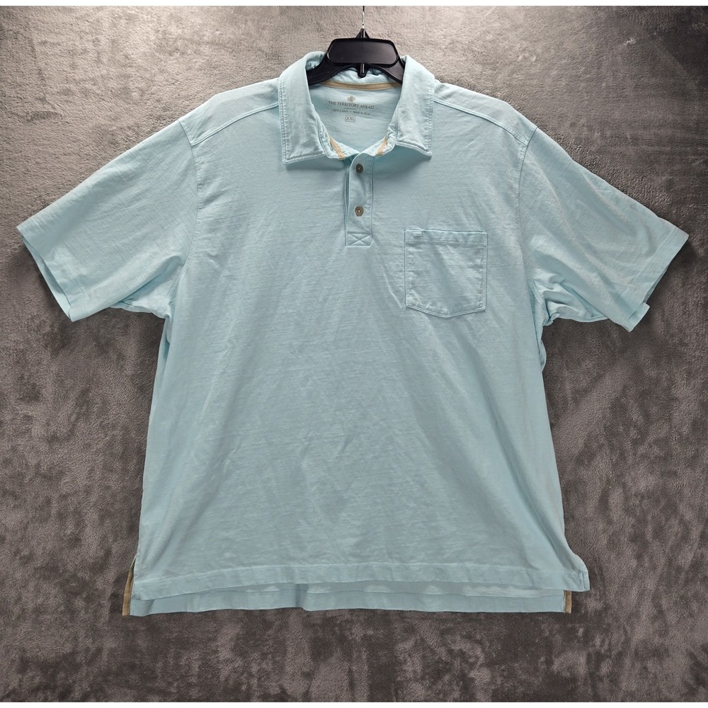 The Territory Ahead Men's 2XL Polo Shirt Turquiose Blue Cotton‎ Comfort EUC